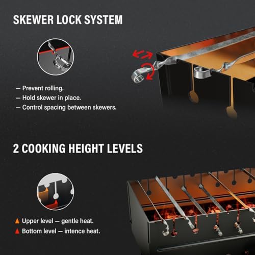 Charcoal Grill for 10 Skewers - Portable Barbecue Kabob Camp Grills - Foldable Metal Mangal - Kebab Shish BBQ for EDC Picnic Outdoor Cooking Camping Hiking (Skewers Not Included) - Image 6