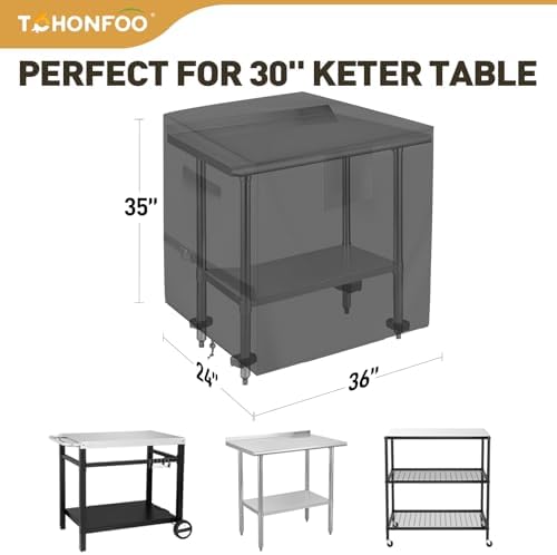 Outdoor Prep Table Cover 36 x 24 x 35in, Compatible with Grill Cart - Image 2