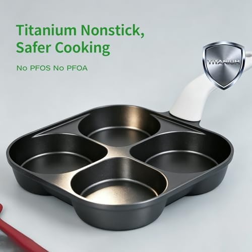 4 Cup Egg Pan, Nonstick Breakfast Pan with 4 Holes for Pancakes - Image 2