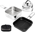 ALOCS Camping Cookware Set, Stainless Steel Pot, 7-inch Non-Stick Pan, Portable Kettle, Outdoor Cooking System with Carry Bag for Kitchen, Picnic, Hiking, Backpacking,Fishing and Campfire by Alocs
