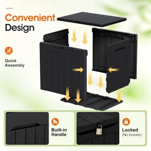 Greesum 33 Gallon Resin Deck Box Outdoor Storage Boxes, Dark Black - Image 4
