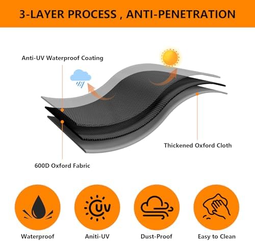 Grill Cover for Weber Searwood XL 600 Pellet Grill,All-Weather-Resistant Outdoor Protection Heavy-Duty 600D Waterproof BBQ Smoker Cover Fits Model 3400146, Black - Image 3