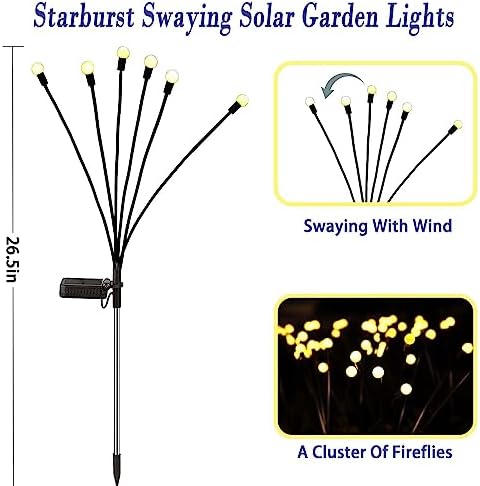 Solar Garden Lights Outdoor Waterproof, Swaying Firefly Light, Garden Decor - Image 3