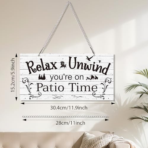 Hotop Metal Patio Sign Vintage Wall Decor for Outdoor, 12 x 6", White - Image 2