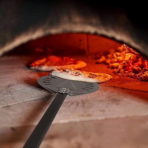 Pizza Turning Peel 9 Inch Perforated Pizza Peel and Pizza Brush Ash Rake 4 Piece Wood Fired Commercial Pizza Oven Utensil Kit with 40-Inch Aluminum Handle - Image 5