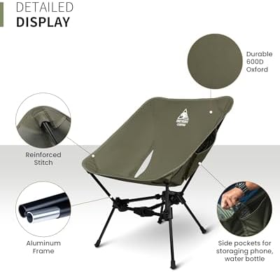 ONETIGRIS Tigerblade Camping Chair, Lightweight Folding Backpacking Hiking Chair, Compact Portable 330 lbs Capacity - Image 4