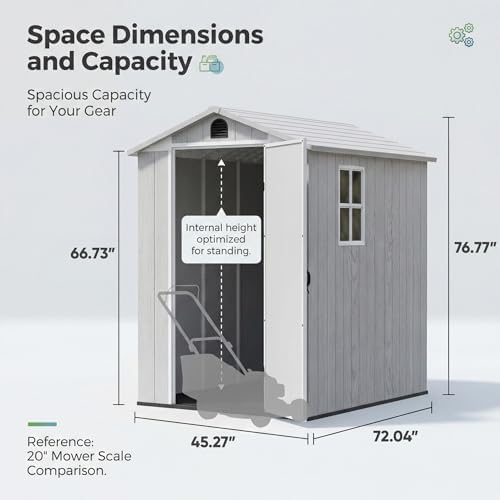 Devoko 4×6 FT Resin Storage Sheds with Floor, Light Gray - Image 2
