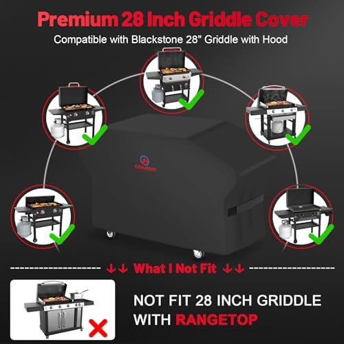 Comnova Griddle Cover for Blackstone 28 Inch With Hood - 600D Heavy Duty Waterproof Flat Top Grill Cover for Pro Series, BBQ Cover for Models 1883, 1924 and More - Image 3
