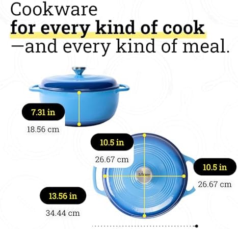 Lodge Essential Enamel Cast Iron Dutch Oven, 6 Quart, Caribbean Blue - Image 5