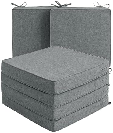 Outdoor Chair Cushions, Set of 6, 19 x 19 Inch, Dark Grey by Unknown