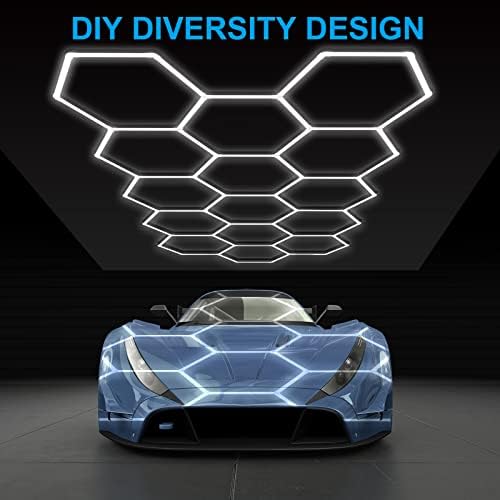 LZHOME LED Hexagon Garage Light: 12700LM Car Detailing Shop Light, DIY Splicing Ceiling & Wall Decor Lights, for Workshop Basement Gym Warehouse Bar Gaming Room - Image 5