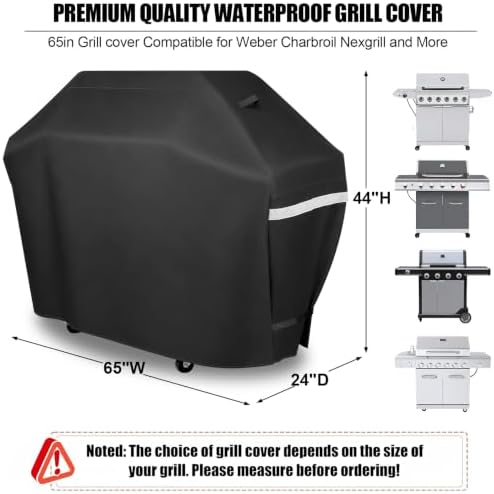 65 Inch Grill Cover for Outdoor Grill, Heavy Duty Waterproof BBQ Cover - Image 2