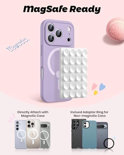amBand Magnetic Suction Mirror Window Phone Holder, Sticky Grip Double Sided Mount for iPhone, Gym Bathroom Kitchen, Hands-Free for Makeup FaceTime Shower Viewing with MagSafe Accessories, Frost White - Image 2
