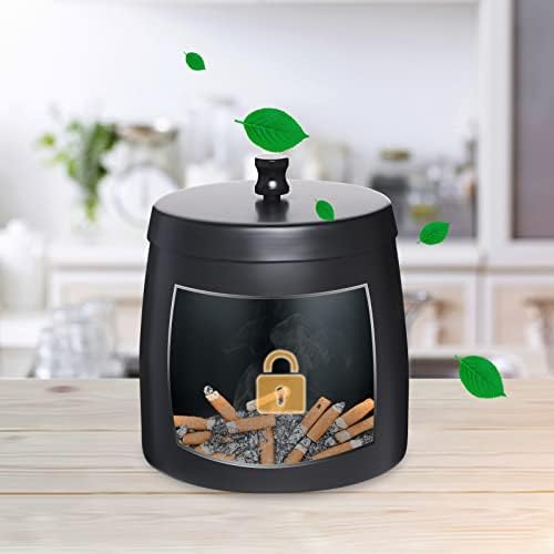 Black Cool Ashtrays for Cigarettes/Cigars Outdoors,Smokeless Ashtray with Lid Windproof Waterproof Ashtray for Outside Patio Home Modern Decor(X-Large) - Image 3