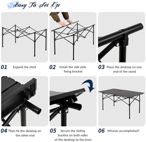 Camping Table with 4 Chairs, Portable Folding Picnic Table Set - Image 4
