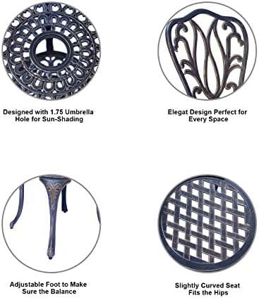 C/G 3 Piece Bistro Set,Outdoor Patio Set,Anti-Rust Cast Aluminum Bistro Table Set for Park Yard Front Porch Furniture(Antique Copper) - Image 6