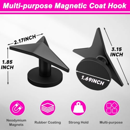 Magnetic Hook, Strong Magnetic Coat Hook Rack, Aluminium Rust-Proof Magnets Hook for Coat Towel Bag Unbrella Anti-Slip Rubber Neodymium Magnet with Hook for Fridge Front Door Washer - Image 3