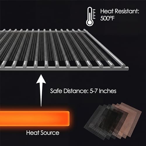 Kingrol 6 Pack Non-Stick BBQ Grill Mesh Mat, 15.75" x 13", Safe for Gas, Charcoal, Pellet & Smoker Grills - Image 3