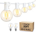 Mlambert 50Ft Outdoor String Lights, G40 Globe Patio Lights with 25+2 Waterproof Shatterproof LED Bulbs for Balcony Porch Bistro Deck-White Wire by Mlambert