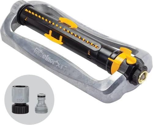 Melnor 65154AMZ XT Turbo Oscillating Sprinkler,Metal Base,4,500 sq. ft.,Quick Connect Bundle,3-Way Adjustable,Black,Yellow,(Pack of 12) by Melnor