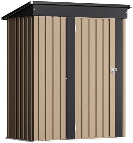 Devoko 5x3 FT Outdoor Storage Shed, Brown - Image 2