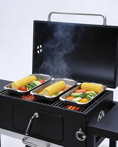 VIKEYHOME Grill Carry System, 6-Piece Stainless Steel Large Food Prep Tray, 16.5" x 11" Pan, Outdoor Grill with Cooling Rack for Vegetables, Fish, Meat, Great Grilling Gifts for Men - Image 4