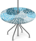Round Tablecloth with Umbrella Hole and Zipper Elastic Fitted Table Cloth 45"-56" Oil-Proof Waterproof Patio Table Cover for Outdoor Dining Picnic Party, Spring Summer Blue Floral by GzLeyigouHomeKitchen