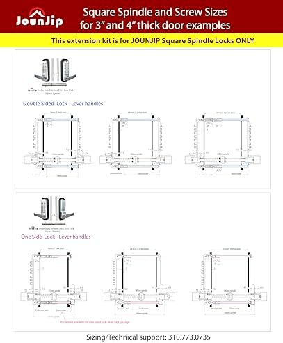 Square Spindle Thick Door Extension Kit for Mechanical Keyless Entry Locks - Image 5