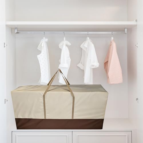 68" Extra Large Waterproof Outdoor Cushion Storage Bag – Heavy Duty Patio Furniture Cover with Zipper,Handles for Pool Decor,Christmas Tree Storage & Moving (173x76x51cm) (Beige And Brown) - Image 6