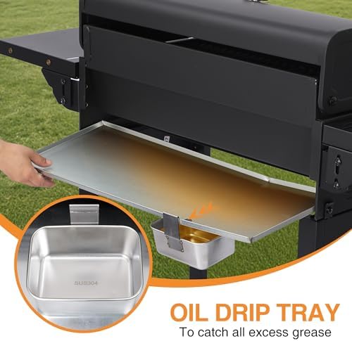 4 Burner Propane Gas Grill, Portable BBQ Grill with Cast Iron Grate & Griddle Pan, Folding Side Table for Camping Backyard, 40000 BTU Easy-Clean Outdoor Cooking - Image 4