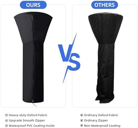 ANSTROUT 420D Patio Heater Cover, Waterproof with Zipper, Outdoor Propane Heater Cover for 24 Months of Use - Size 89" Hx33 Dx19 B Round - Black (2Pack) - Image 4