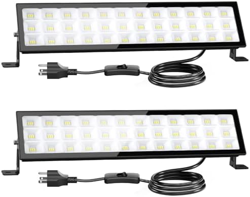 Onforu LED Shop Lights,100W 14000lm Ultra Bright LED Work Lights with Plug,6500K Daylight White Garage Light,IP66 Waterproof Lighting for Garage Warehouses Workshop(2 Pack) by Onforu