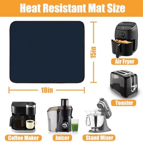 TOHONFOO Heat Resistant Mats for Countertop & Air Fryer, 18x15 in, Blue - Image 3