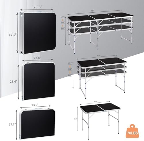 6.0 Ft Folding Portable Camping Table Black - Image 4
