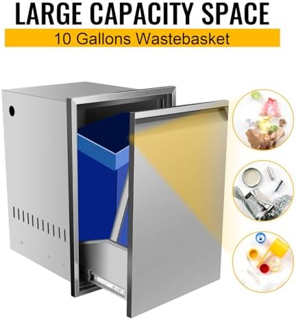 Outdoor Kitchen Drawers, Box Frame Style Flush Mount BBQ Drawer w/Stainless Steel Handle, BBQ Island Drawers For Patio Grill Station,Trash Drawer - Image 3
