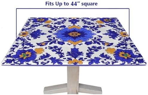 Outdoor Table Cloth with Elastic, Mexican Talavera Pattern Printed on Fade Resistant Patio Table Covers for Outdoor Furniture, Ideal for Buffet Catering Community, Fit for 44" x 44" Square Tables - Image 5