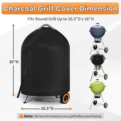 i COVER Grill Cover for Weber 22 Inch Charcoal Kettle- Waterproof BBQ Cover for Weber Char-Broil 22 Inch Charcoal Kettle Grills,Barbecue Cover Kettle Grill Cover for Outdoor Grills - Image 2