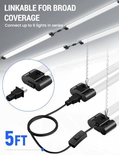 4FT LED Shop Lights, 45W 4500LM 6500K, Garage Light with Plug Hanging 6Pack - Image 4