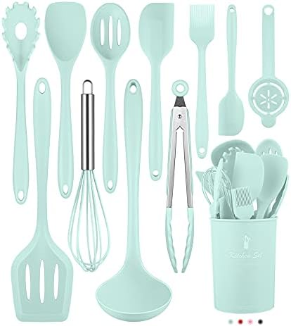 Green Kitchen Utensils Set-12 Pieces Silicone Cooking Utensils Set by Pranski