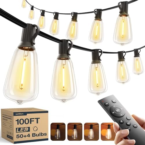 addlon 100FT(50FT*2) Outdoor String Lights ST38 LED with Remote Waterproof by addlon