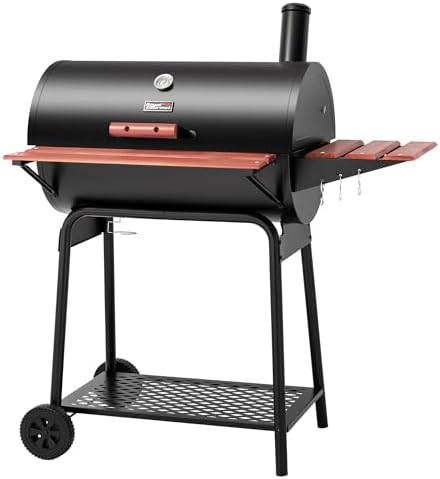 Royal Gourmet CC1830V 30 Barrel Charcoal Grill with Side Front Table by RoyalGourmetCorp