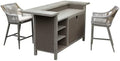 Outdoor Bar Table Set of 3 with 2 Stools, Wicker, Aluminum, Gray by Unknown