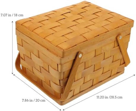 Wood Weaving Picnic Basket Portable Fruit Holder Home Storage Container - Image 2