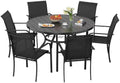Incbruce 7 PCS Patio Dining Set, Outdoor Dining Set of 6 Textilene Chairs and 53" Round Table with Umbrella Hole for Backyard, Garden, and Poolside (Black) by Incbruce