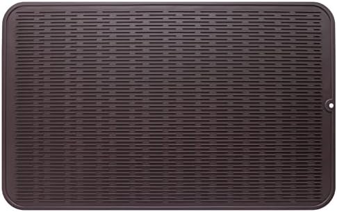 MicoYang Silicone Dish Drying Mat for Multiple Usage,Easy clean,Eco-friendly,Heat-resistant Silicone Mat for Kitchen Counter or Sink,Refrigerator or Drawer Liner Coffee 3XL 28 inches x 18 inches by MicoYang