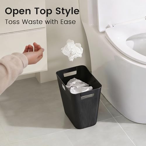 JOYMOOP Slim Trash Can 3-Pack, 2.2 Gallon Plastic Wastebasket for Bathroom, Bedroom, Office, Kitchen with 4 Rolls Bags, Black - Image 4