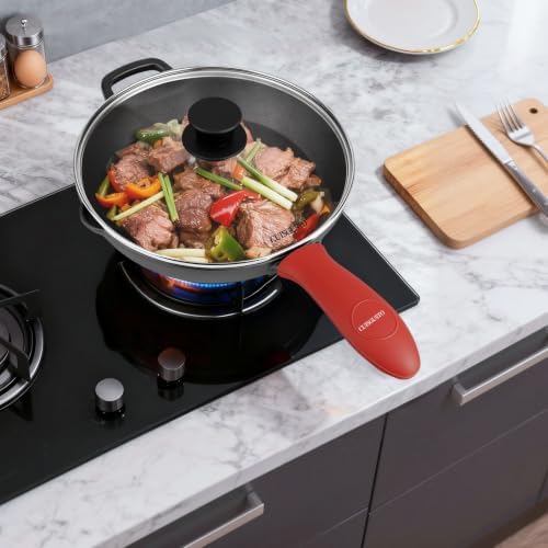 12 Inch Cast Iron Skillet with Glass Lid, Pre-Seasoned Frying Pan - Image 6