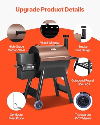 VEVOR Wood Pellet Grill Smoker, 8 in 1 BBQ Grills for Outdoor Cooking, 575 Square Inches Cook Area Electric Smokers, with WiFi-app Control, LCD Screen Controller, Meat Probe, 500°F Max Temperature - Image 5