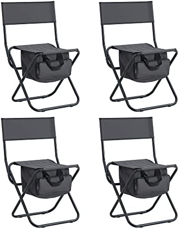 5-Piece Folding Outdoor Table and Chair Set, 46.46" Portable Camping Table with 4 Chairs, Black - Image 5