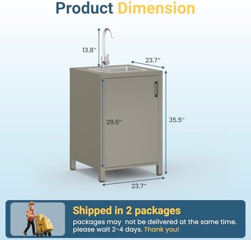 Wisteria Lane Outdoor Storage Cabinet with Stainless Steel Sink, Aluminum Modular Outdoor Kitchen, All Weather Kitchen Island with Sink Station for Patio, BBQ, Backyard - Image 2
